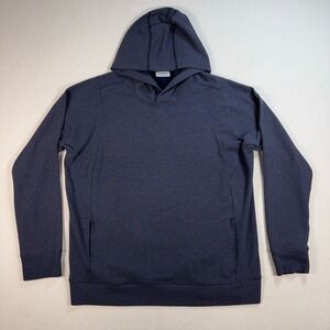 Tommy John‎ Thermal Hoodie Men's L Navy Stretch Waffle Knit Pullover PO62752